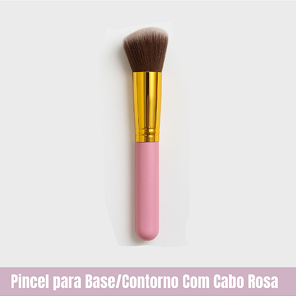Pincel para Base/Contorno Com Cabo Rosa