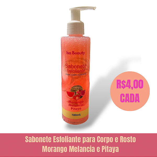 Sabonete Esfoliante para Corpo e Rosto Morango Melancia e Morango