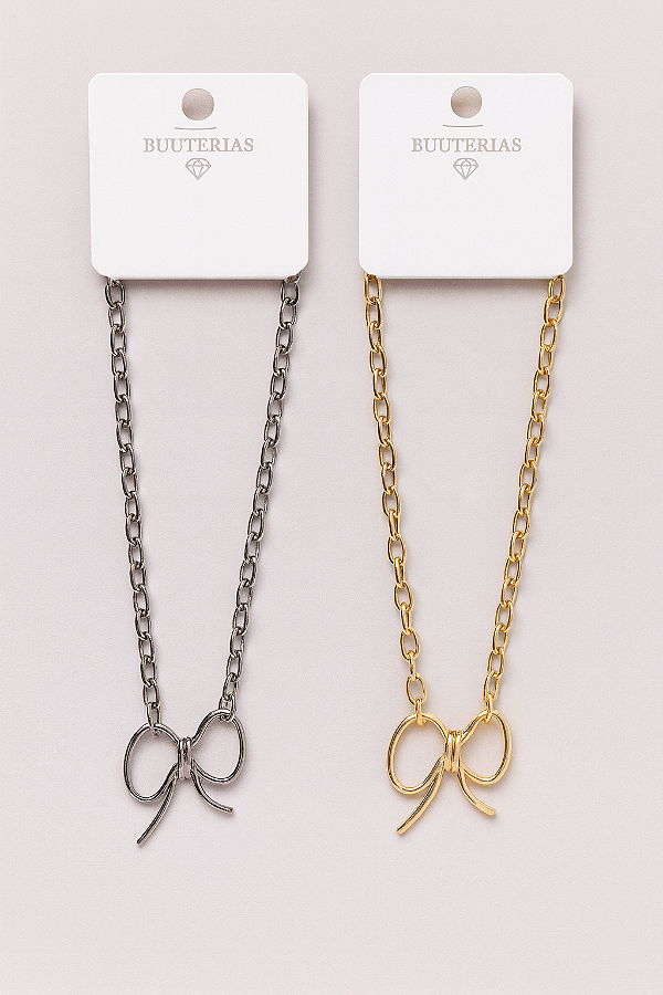 Colar Aço Inoxidável em Forma de Laço Cores Sortidas