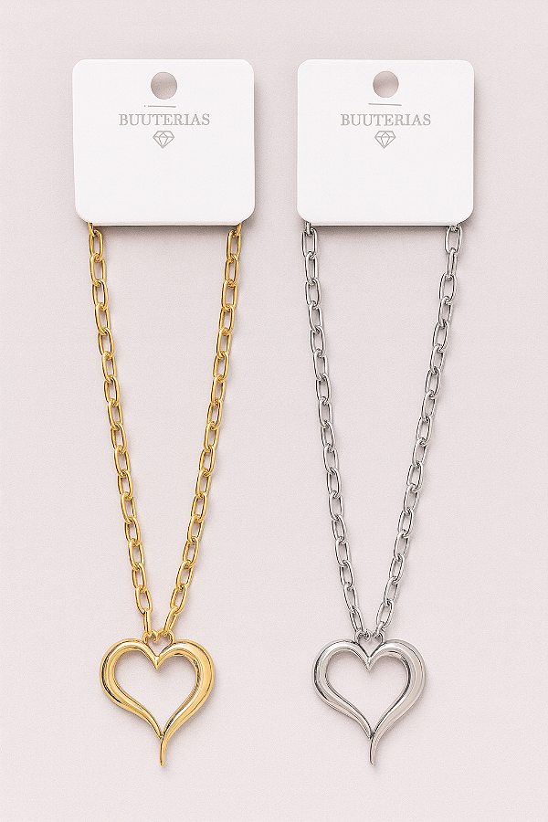 Colar Aço Inoxidável em Coração Cores Sortidas