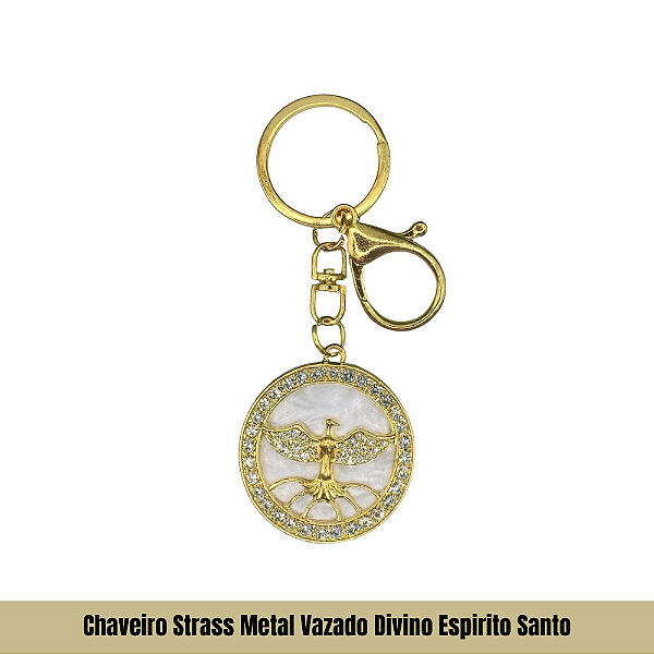 Chaveiro Strass Metal Vazado Divino Espirito Santo