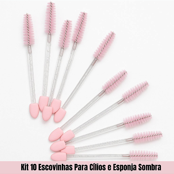 10 Escovinhas Para Cílios e Esponja Sombra