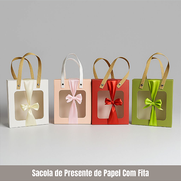 Sacola de Presente de Papel Com Fita