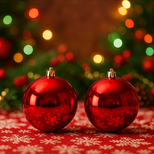Kit com 2 Bolas de Natal Vermelho