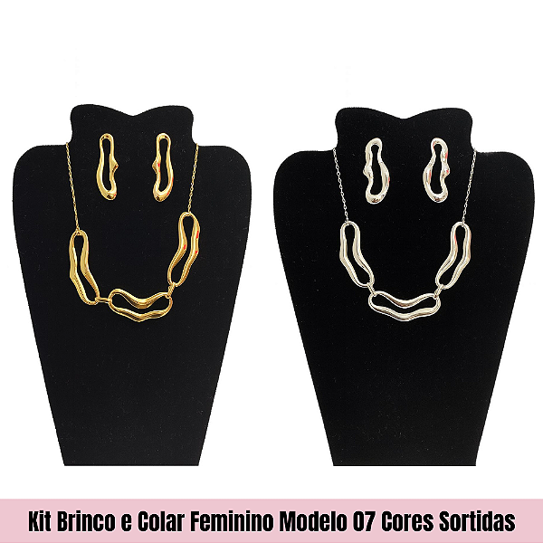 Kit Brinco e Colar Feminino Modelo 07 Sortidos