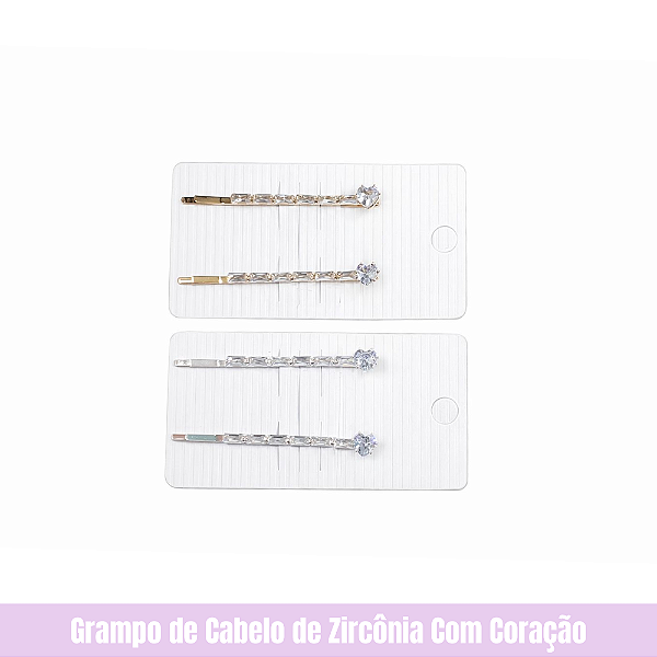 Grampo de Cabelo de Zircônia Com Coração