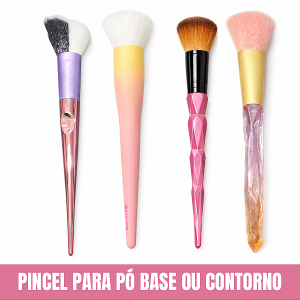 Pincel para Pó Base ou Contorno Cabo Rosa