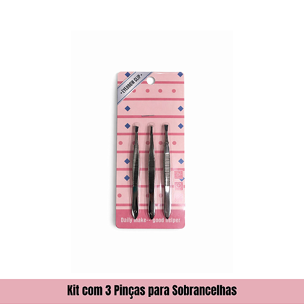 Kit com 3 Pinças para Sobrancelhas