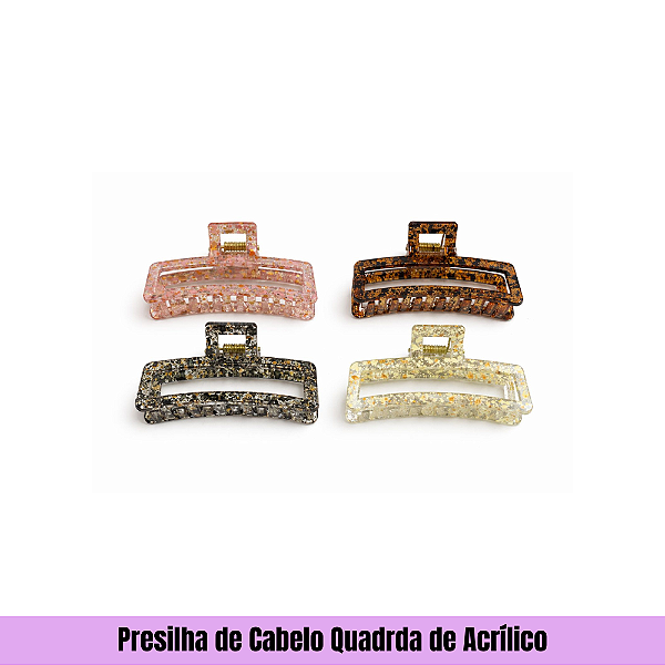 Presilha de Cabelo Quadrda de Acrílico
