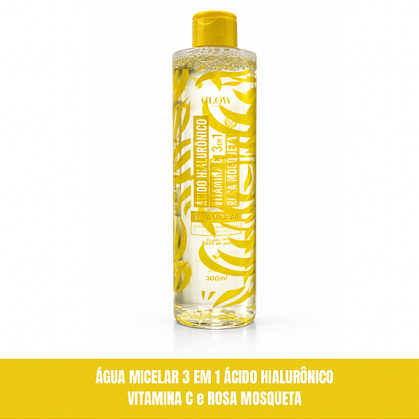 Água Micelar Ácido Hialurônico 3 em 1 Ácido Hialurônico Vitamina C e Rosa Mosqueta