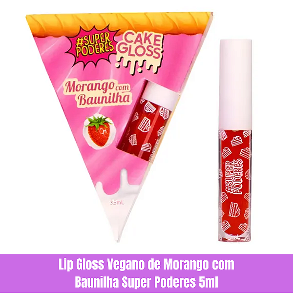 Lip Gloss Vegano de Morango com Baunilha Super Poderes 5ml