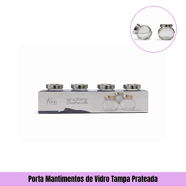 Porta Tempero de Vidro Prateado