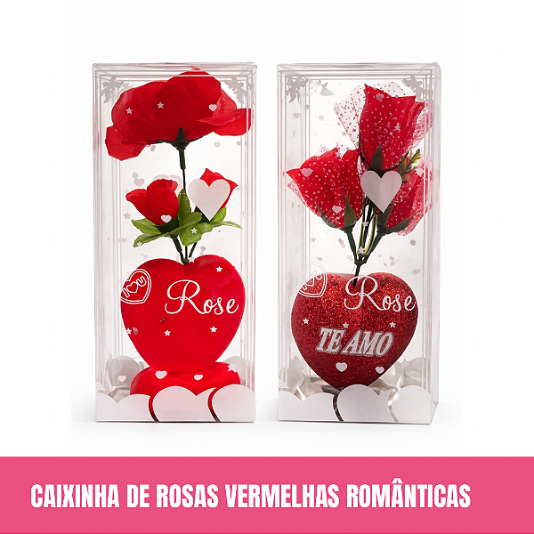 Caixinha de Rosas Vermelhas Românticas