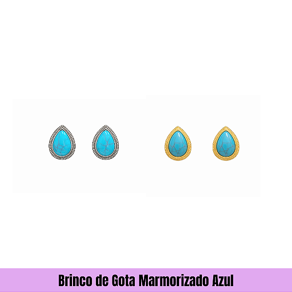 Brinco de Gota Marmorizado Azul