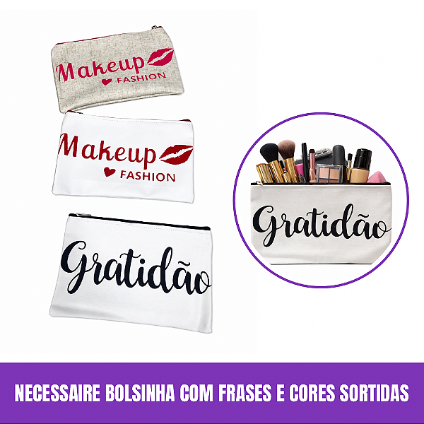Bolsinha Necessaire Frases Happy -Gratidão- Love
