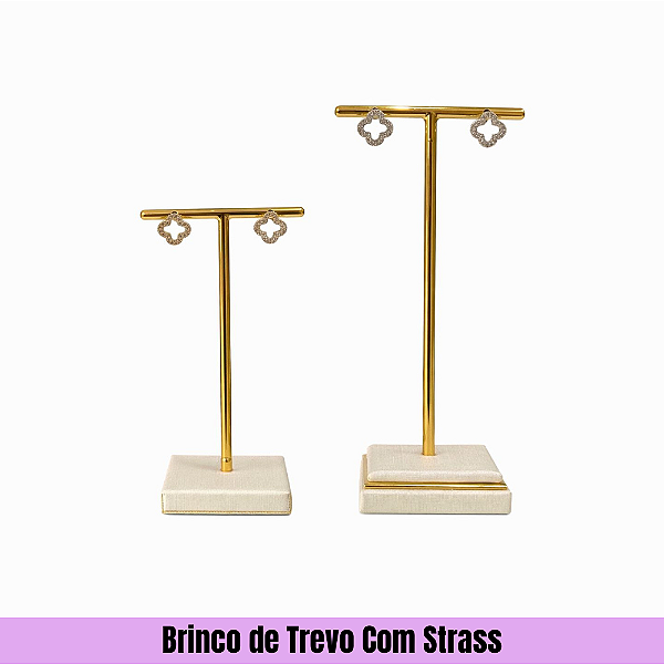 Brinco de Trevo Com Strass