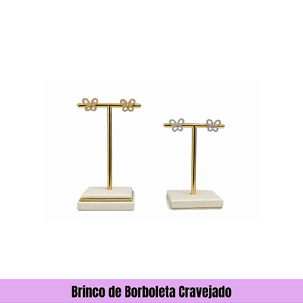 Brinco de Borboleta Cravejado