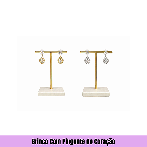 Brinco Com Pingente de Coração