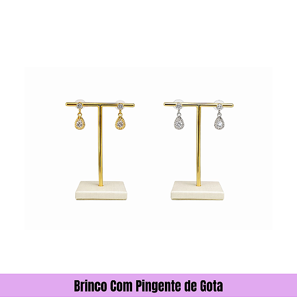 Brinco Com Pingente de Gota