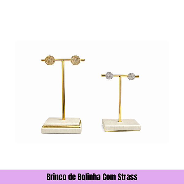 Brinco de Bolinha Com Strass