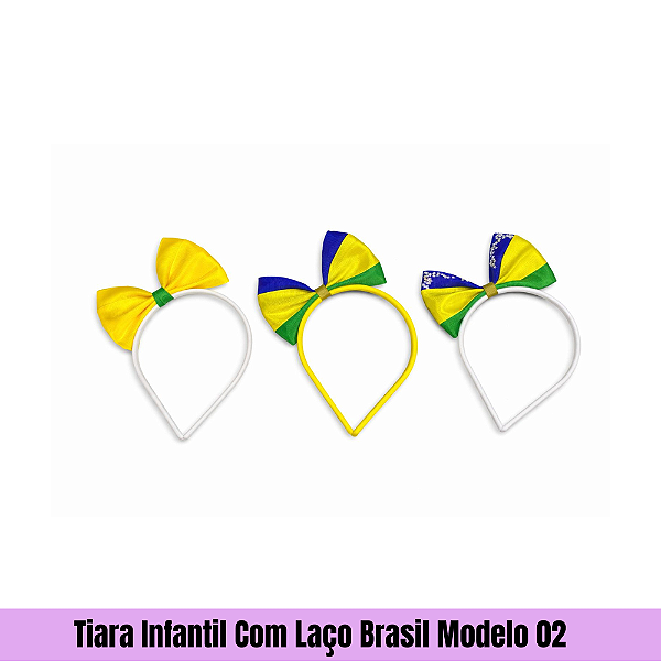 Tiara Infantil Com Laço Brasil Modelo 02