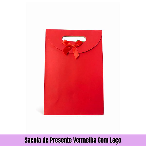 Sacola de Presente Vermelha Com Laço