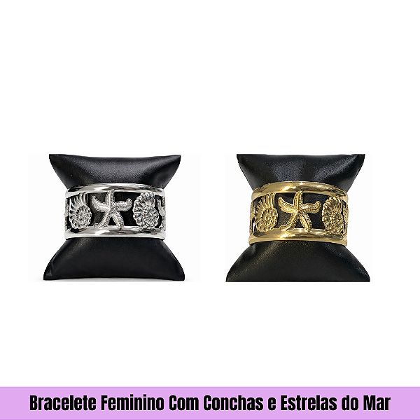 Bracelete Feminino Com Conchas e Estrelas do Mar