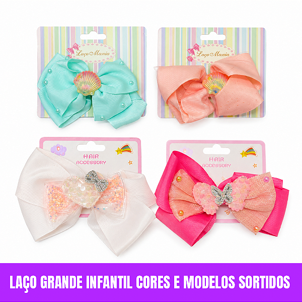 Laço Infantil Grande Cores e Modelos Sortidos