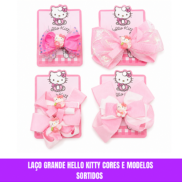 Laço Infantil Grande Cores e Modelos Sortidos Hello Kitty
