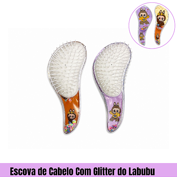 Escova de Cabelo Com Glitter do Labubu