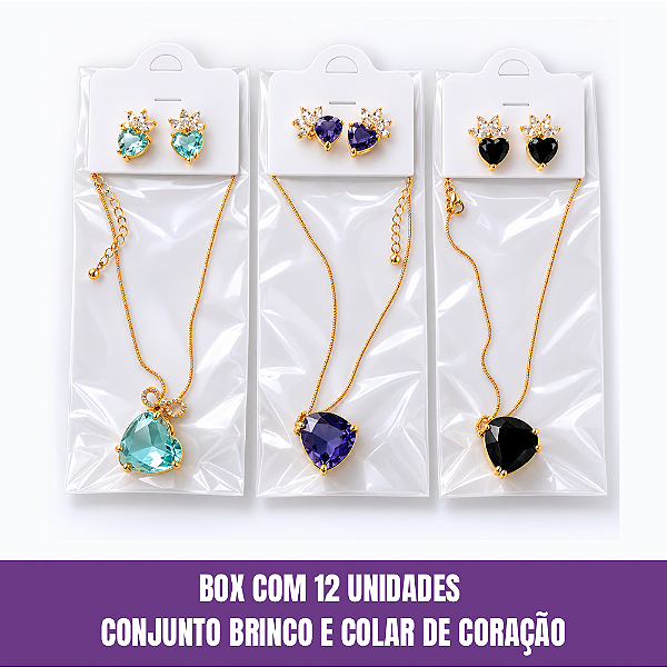 Box Conjunto Brinco e Colar Coração Modelo 01
