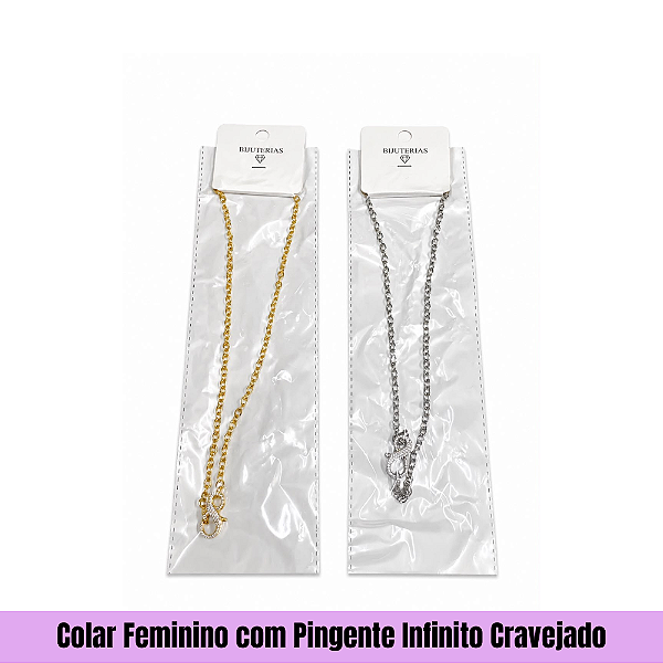 Colar Feminino com Pingente Infinito Cravejado
