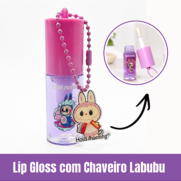 Lip Gloss com Chaveiro do Labubu
