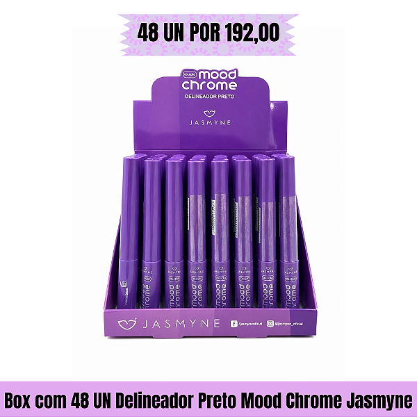 Box com 48 UN Delineador Preto Mood Chrome Jasmyne