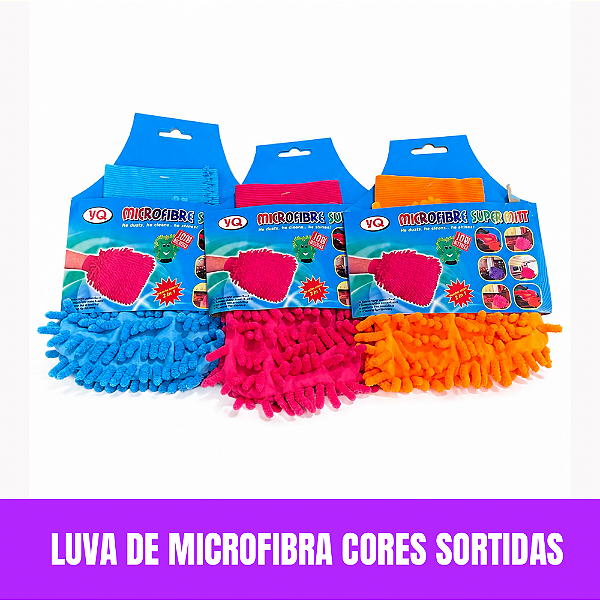 Luva de Limpeza Microfibra Cores Sortidas