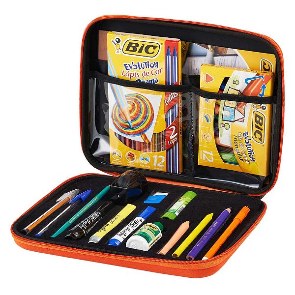 Pasta Mostruário com Divisórias em PVC e Berço de Espuma para Produtos Escolares - BIC