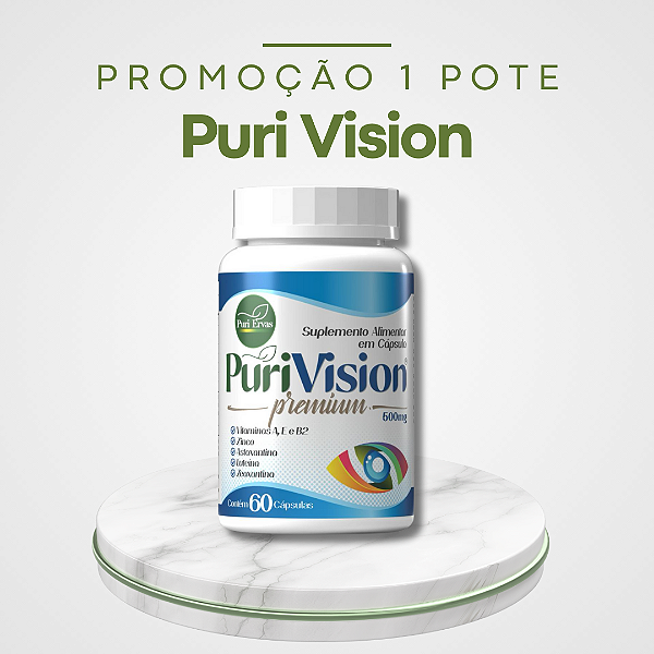Promoção 1 Pote Puri Vision – Fórmula Natural com Alta Concentração de Luteína, Zeaxantina e Astaxantina para Potencializar a Saúde dos Olhos