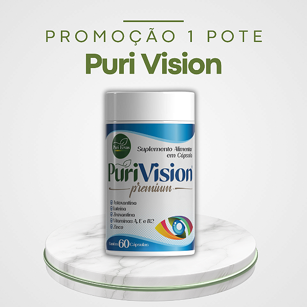 Promoção 1 Pote Puri Vision – Fórmula Natural com Alta Concentração de Luteína, Zeaxantina e Astaxantina para Potencializar a Saúde dos Olhos