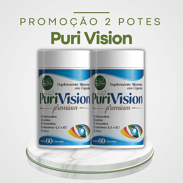 Promoção 2 Potes Puri Vision – Fórmula Natural com Alta Concentração de Luteína, Zeaxantina e Astaxantina para Potencializar a Saúde dos Olhos