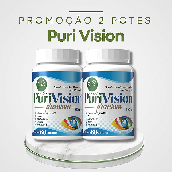 Promoção 2 Potes Puri Vision – Fórmula Natural com Alta Concentração de Luteína, Zeaxantina e Astaxantina para Potencializar a Saúde dos Olhos