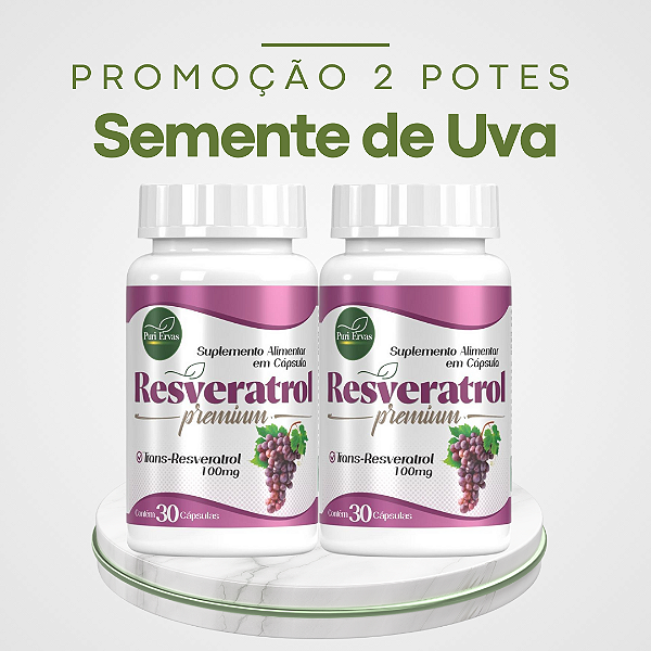Promoção 2 Potes Semente de Uva – Resveratrol: melhora a circulação, controla o colesterol LDL e o Diabetes