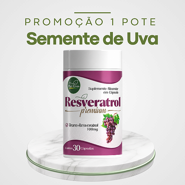 Promoção 1 Pote Semente de Uva – Resveratrol: melhora a circulação, controla o colesterol LDL e o Diabetes