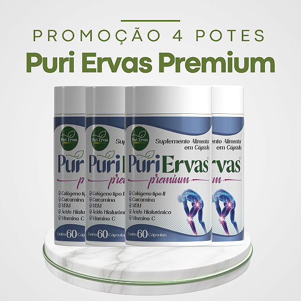 Promoção 4 Potes Puri Ervas, auxilia no combate contra todos os tipos de dores e o desgaste articular
