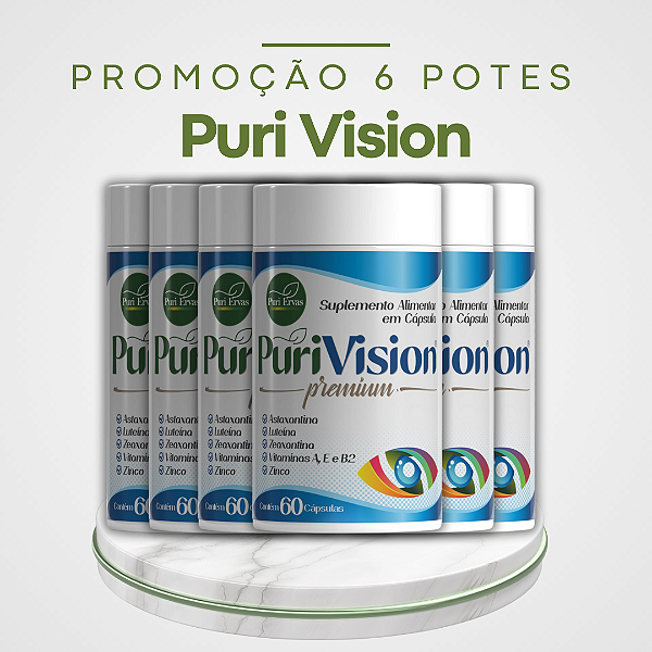 Promoção 6 Potes Puri Vision – Fórmula Natural com Alta Concentração de Luteína, Zeaxantina e Astaxantina para Potencializar a Saúde dos Olhos