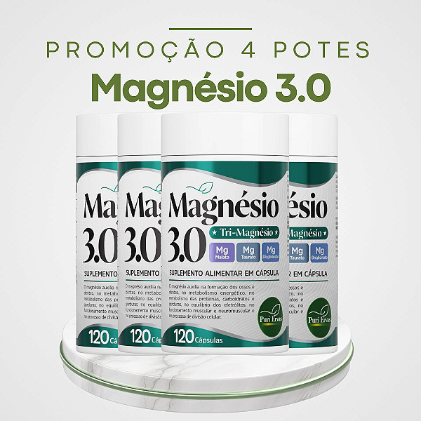 Promoção 4 Potes Tri-Magnésio Puri Ervas – Energia, Sono e Bem-Estar em 1 Só Fórmula
