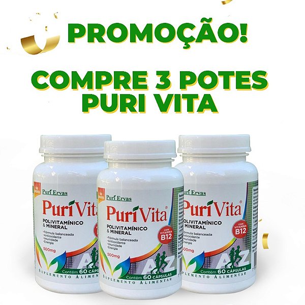Promoção 3 Potes Puri Vita 60 Cápsulas Polivitamínico E Mineral