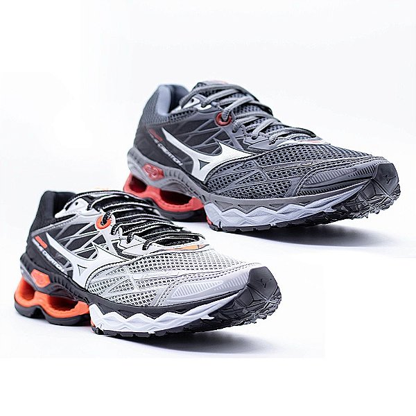 mizuno cinza e vermelho