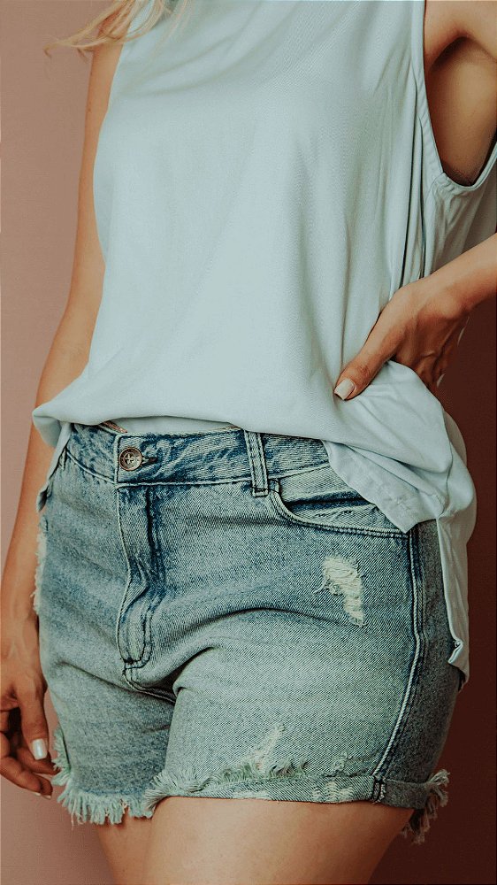 Shorts Feminino Jeans Boyfriend - Azul - Hering Betim