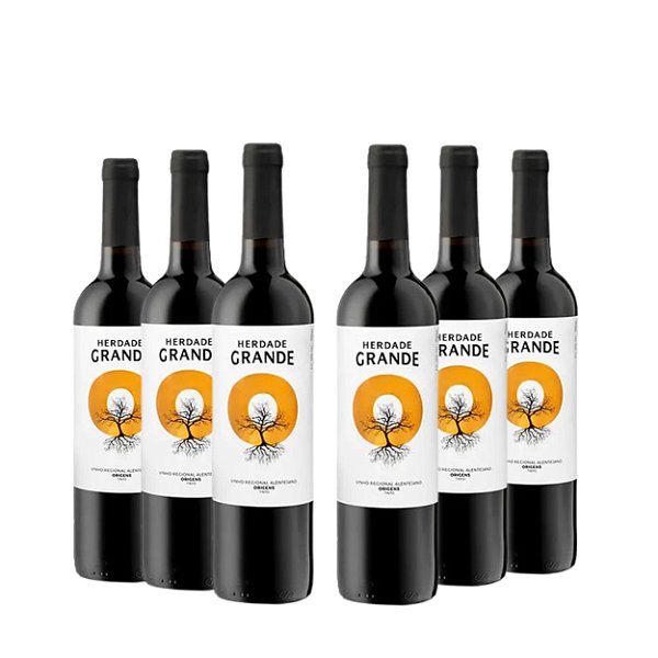 Caixa com 6 Vinhos Português Herdade Grande Origens Tinto 2020 750ml