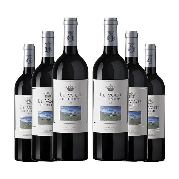 Kit 6 Vinhos Tinto Italiano Le Volte dell´Ornellaia Rosso di Toscana IGT 2021